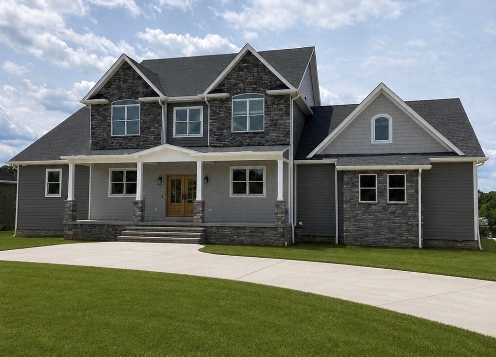 Custom two-story home with stone and siding exterior in Pikeville, KY